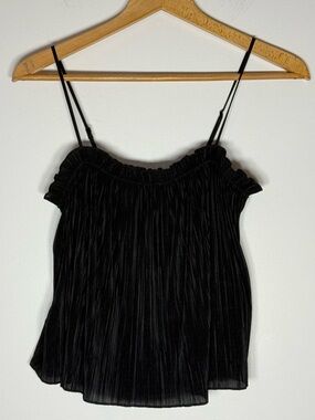 Madewell Black Pleated Spaghetti-Strap Camisole
